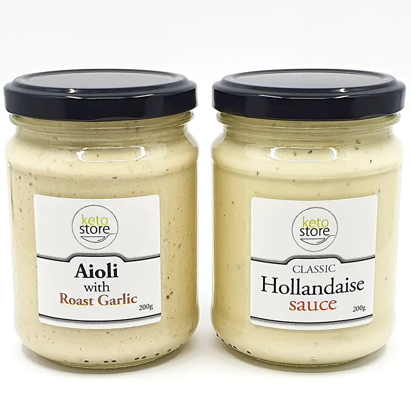 Keto Store NZ | Aioli with Roast Garlic & Classic Hollandaise sauce | 200g jar