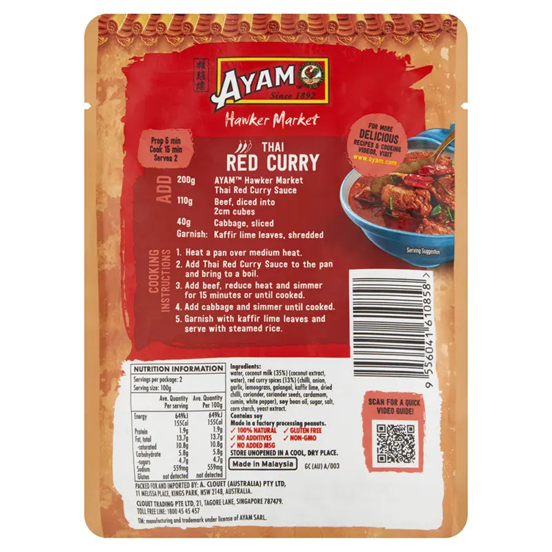 Keto Store NZ | Ayam Thai Red Curry Sauce | Hawker Market | Recipe