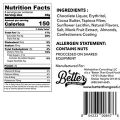 Keto Store NZ | Better Than Good Foods | Dark Chocolate Almonds | NIP | Ingredients