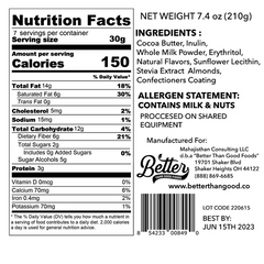 Keto Store NZ | Better Than Good Foods | White Chocolate Almonds | Nutritional Information Panel | Ingredients