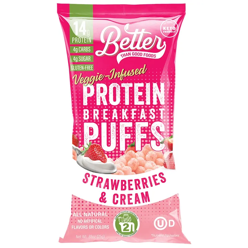 Keto Store NZ | Better Than Good Foods | Protein Breakfast Puffs Strawberries and Cream | Veggie-infused
