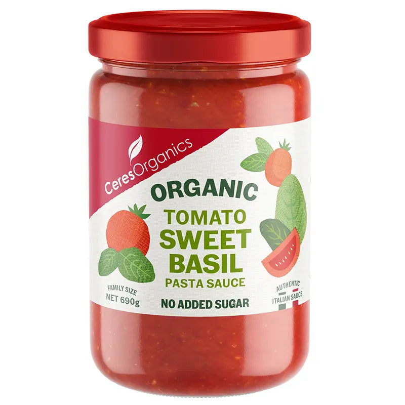 Keto Store NZ | Ceres Organic Tomato Sweet Basil Pasta Sauce |  Organic Keto | No added sugar