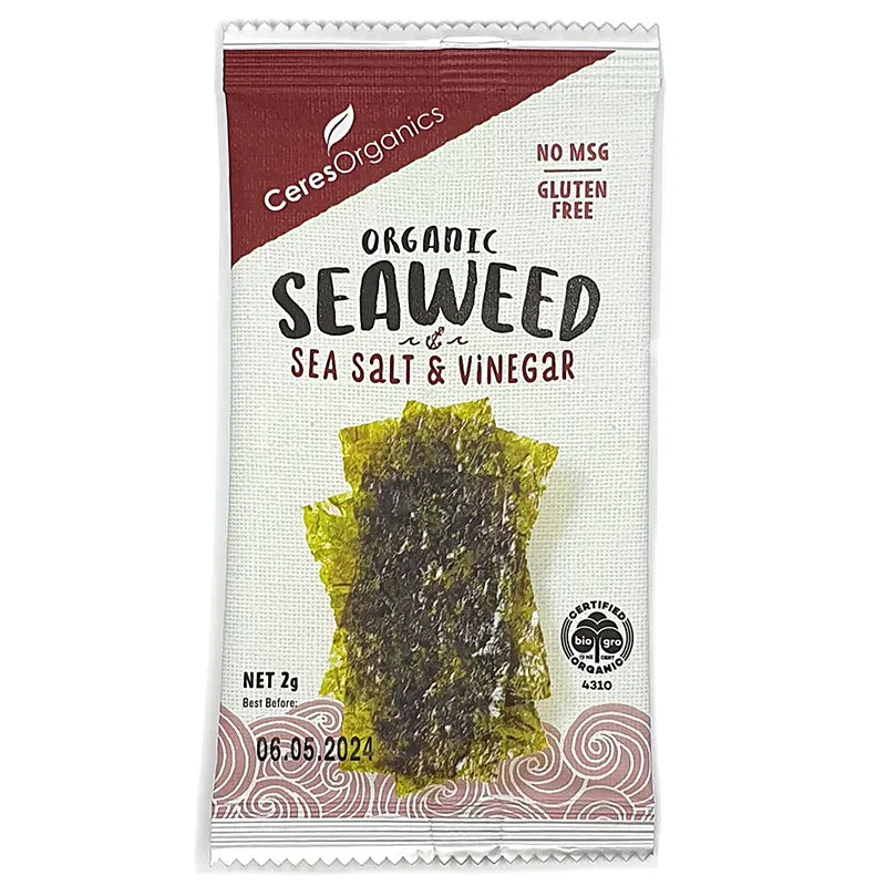 Ceres Organic Roasted Salt n Vinegar Seaweed Nori Snack Pack from Keto Store NZ