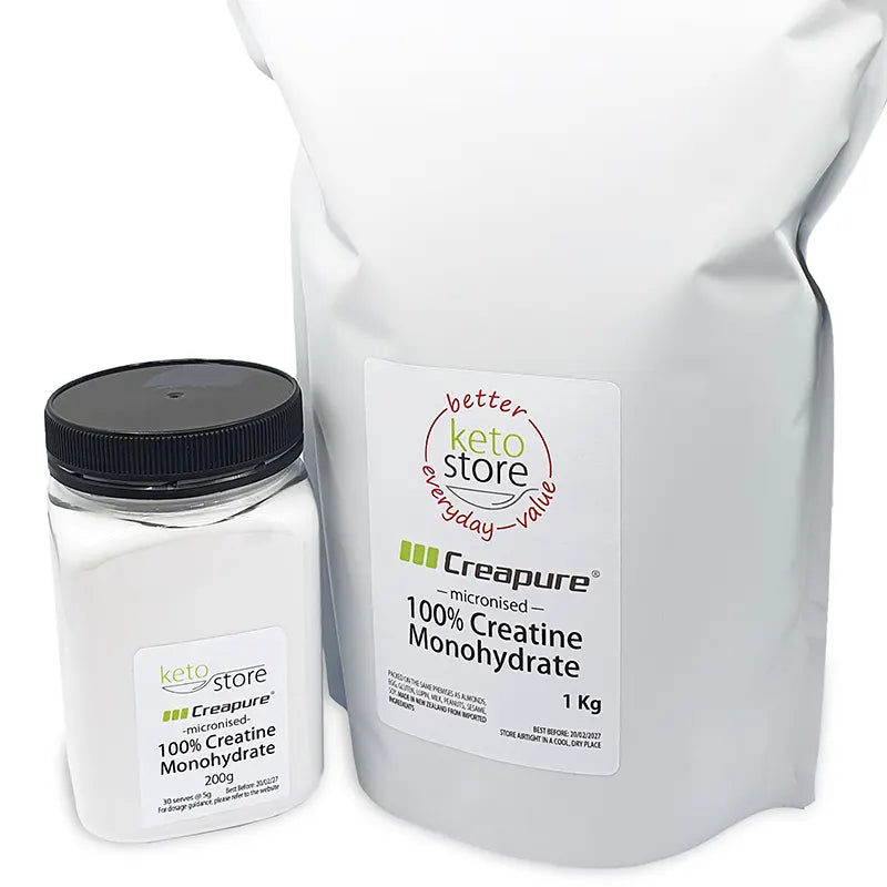 Keto Store NZ | Creapure Creatine | Micronised 100% Monohydratre | 200g Jar and 1Kg bag