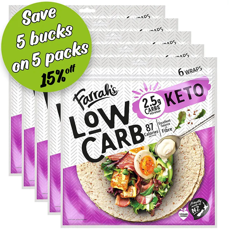 Keto Store NZ | Farrah's Low Carb Wraps | Keto Wraps | 5 pack value | save!