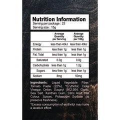 Keto Store NZ | Frenchies Keto Ketchup Bottle NIP | Nutrition Information Panel