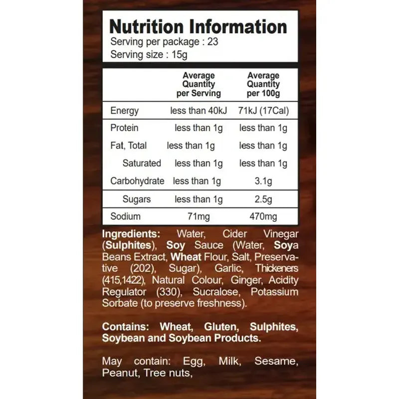 Keto Store NZ | Frenchies Teriyaki Sauce | NIP and Ingredients