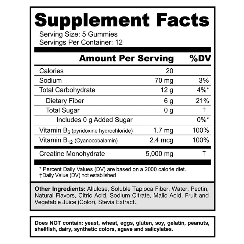 Keto Store NZ | Creatine Monohydrate Gummies NIP Ingredients