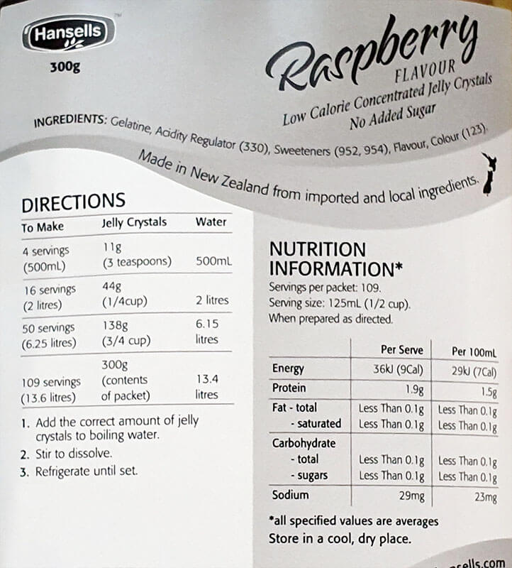 Keto Store NZ | Hansells Low Calorie Jelly Raspberry NIP