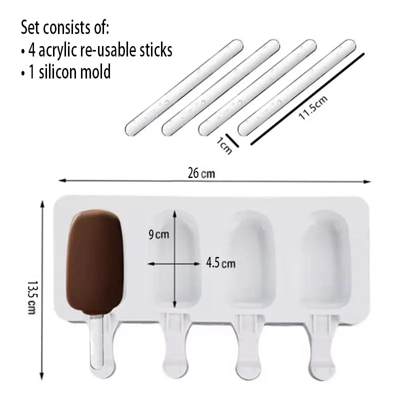 Keto Store NZ | Ice Cream Mold | Makes 4 ice creams, 4 sticks included