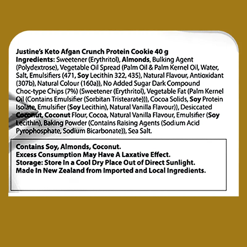 Keto Store NZ | Afghan Cookie Crumbs 1.25kg bag | Justine's Cookies | Ingredients