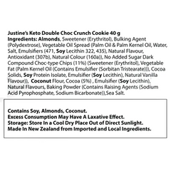 Keto Store NZ | Double Choc Crunch Cookie | Ingredients | Justine's Cookies