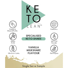 Keto Store NZ | Keto Lean Specialised Keto Shake | Vanilla Milkshake Flavour | Sample Sachet | Trial 