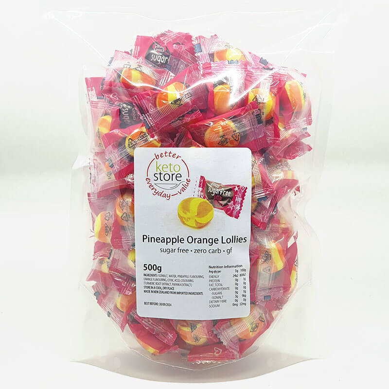 Keto Store NZ | Pineapple Orange Lollies | Zero Carb Zero Sugar | 500g bag