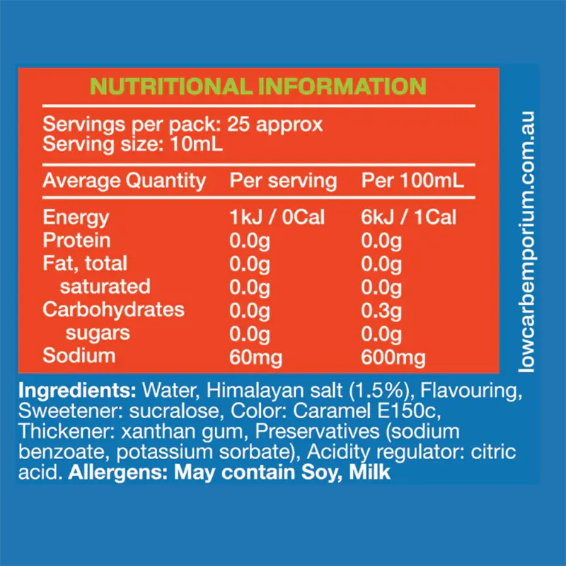 Keto Store NZ | Low Carb Emporium Flavoured Syrup | Salted Caramel NIP