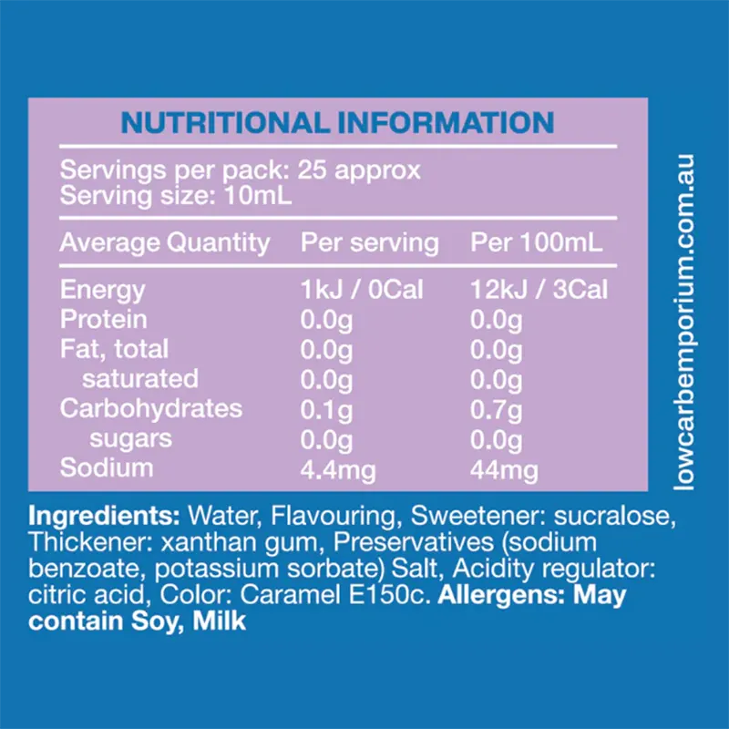 Keto Store NZ | Low Carb Emporium Flavoured Syrup | Vanilla NIP