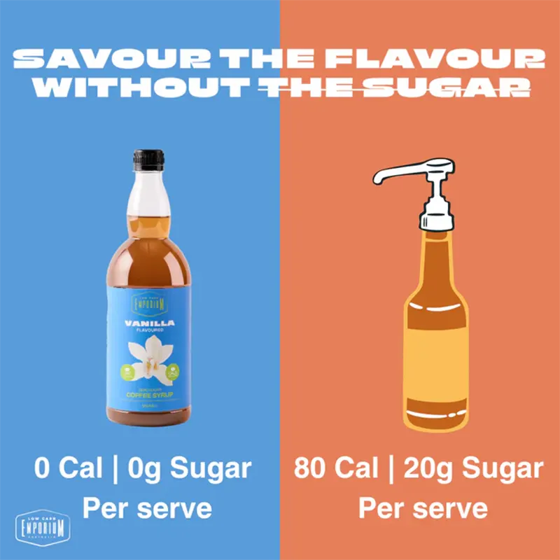 Keto Store NZ | Low Carb Emporium Flavoured Syrup | Vanilla comparison versus regular