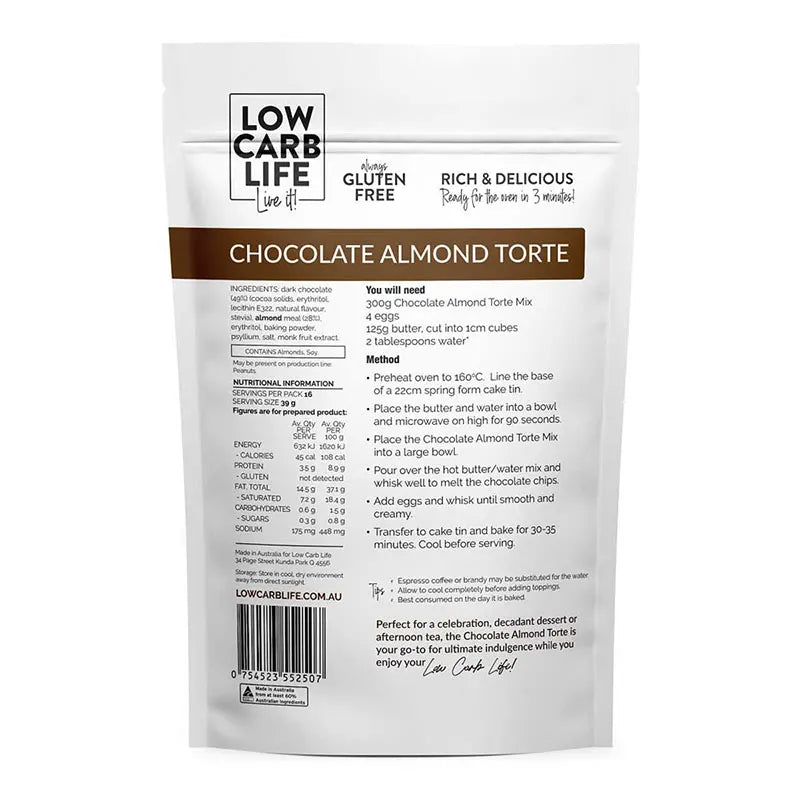 Keto Store NZ | Low Carb Life - Chocolate Almond Torte NIP | Keto Bake Mix