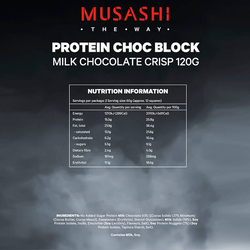 Keto Store NZ | Musashi Protein Choc Block | Milk Chocolate Crisp NIP