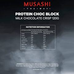 Keto Store NZ | Musashi Protein Choc Block | Milk Chocolate Crisp NIP