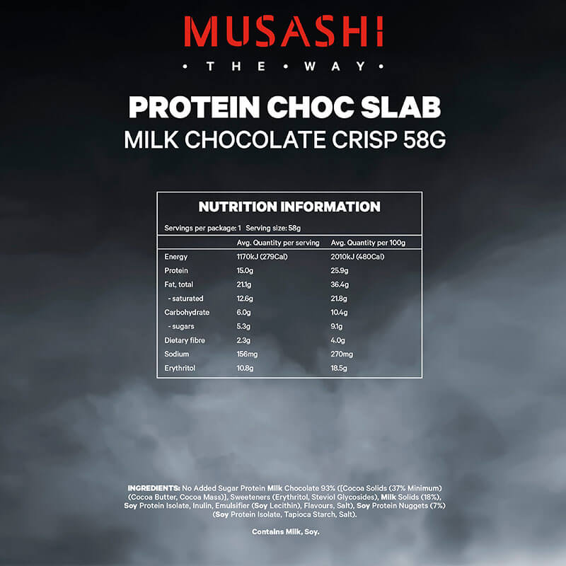 Keto Store NZ | Musashi Protein Choc Slab | Milk Chocolate Crisp NIP