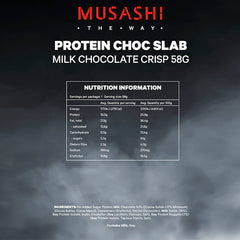 Keto Store NZ | Musashi Protein Choc Slab | Milk Chocolate Crisp NIP