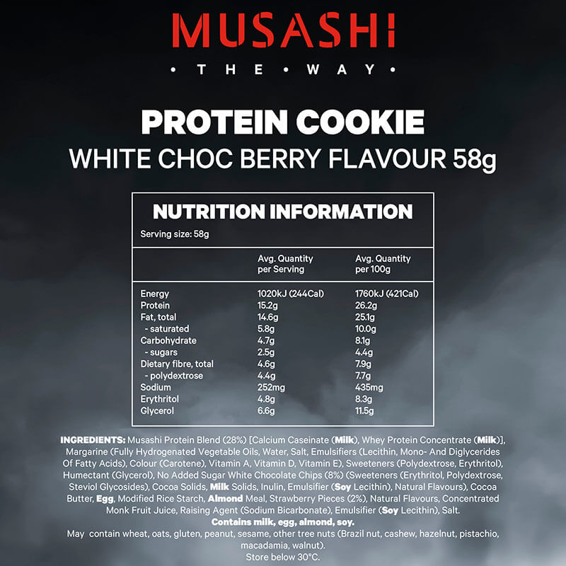 Keto Store NZ | Musashi Protein Cookie | White Choc Berry NIP