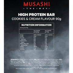 Keto Store NZ | Musashi High Protein Bar | Cookies & Cream Nutritional Information