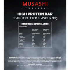 Keto Store NZ | Musashi High Protein Bar | Peanut Butter Nutritional Information