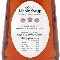 Keto Maple Syrup | Zero Carb, low calorie by Keto Store NZ NIP Nutrition Info