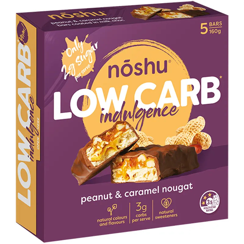 Keto Store NZ | Noshu Low Carb Indulgence | Peanut & Caramel Nougat | Keto Snack