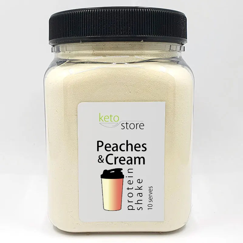 Peaches and Cream Protein Shake 10 Serve Jar by Keto Store NZ
