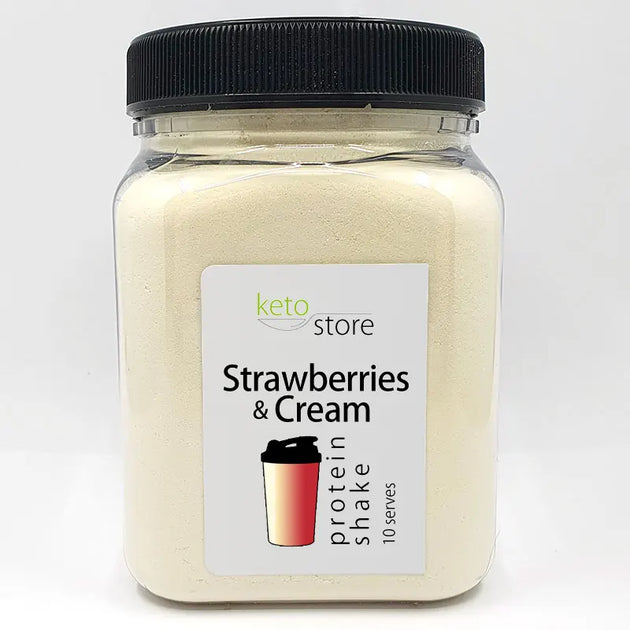 Strawberries and Cream Protein Shake 10 Serve Jar from Keto Store NZ