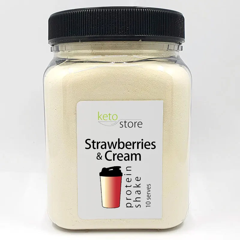 Strawberries and Cream Protein Shake 10 Serve Jar by Keto Store NZ