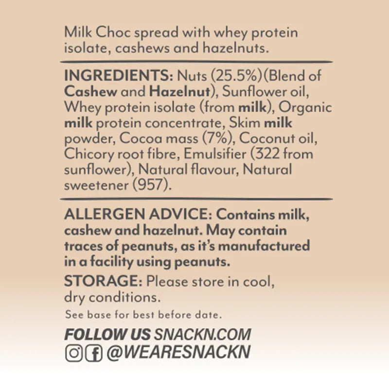 Keto Store NZ | Snack'n Milk Choc Protein nut spread | Ingredients