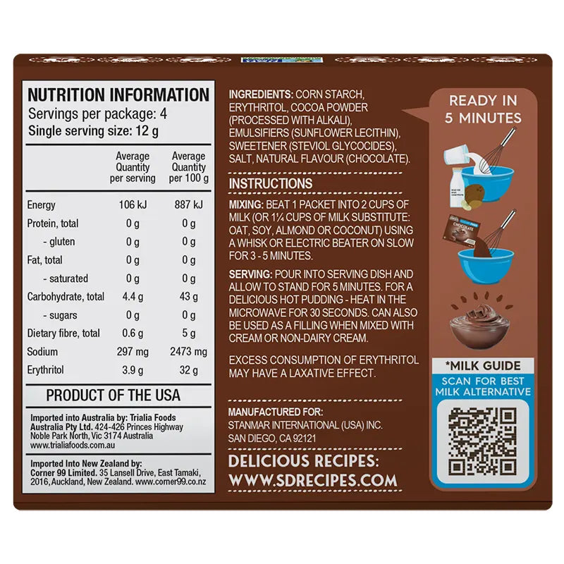 Keto Store NZ | Simply Desserts Sugar Free | Instant Pudding | Chocolate NIP Ingredients