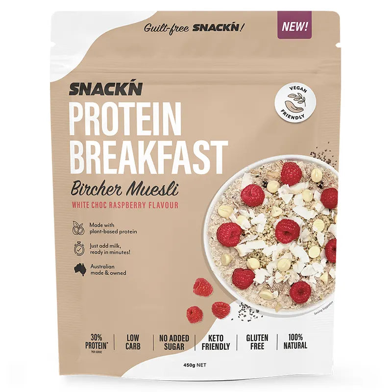 Keto Store NZ | Snackn Protein Breakfast | Bircher Muesli White Choc Raspberry Front