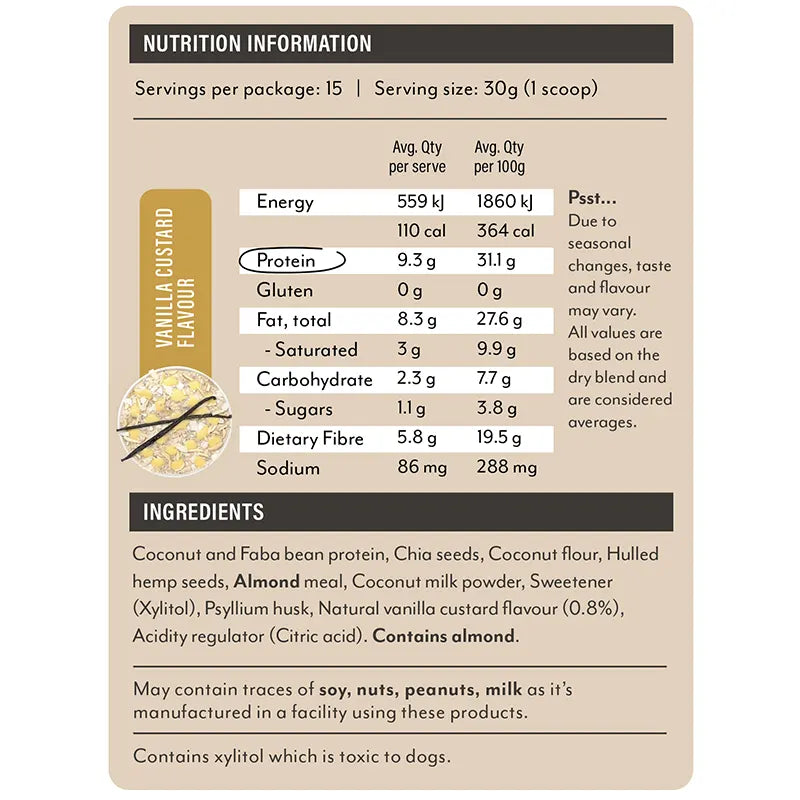 Keto Store NZ | Snackn Protein Breakfast | Instant Porridge Vanilla Custard NIP