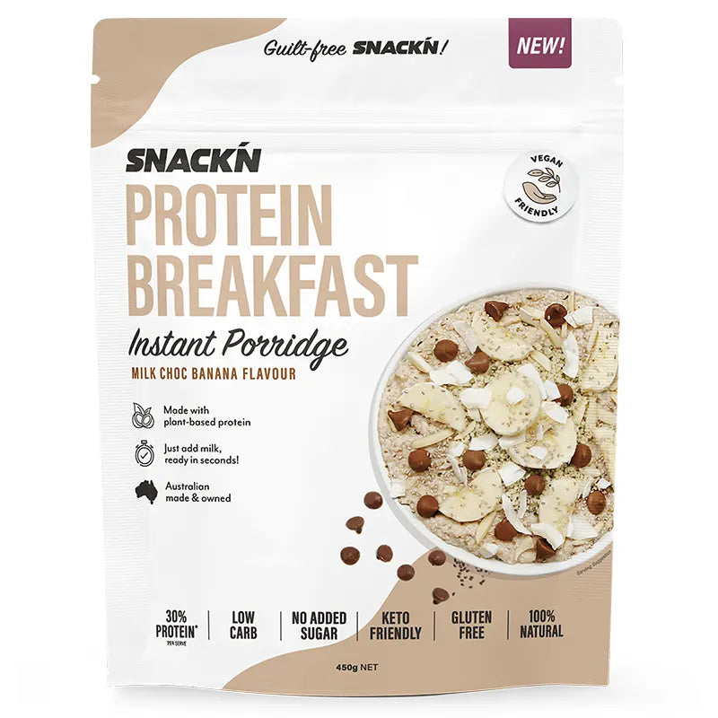 Keto Store NZ | Snackn Protein Breakfast | Instant Porridge Milk Choc Banana Front