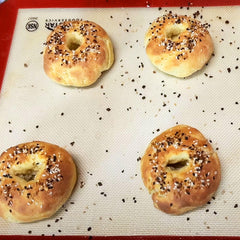 Keto Store NZ | Bagel Recipe | 7 finished bagels seasoned on tray