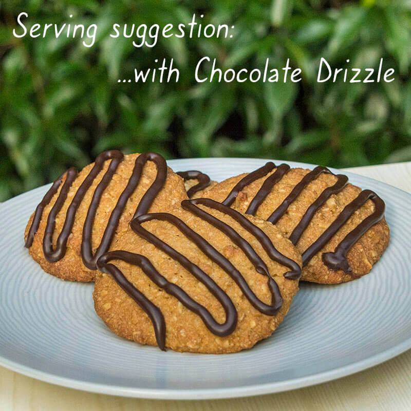 Keto Store NZ | ANZAC Biscuits with Chocolate Drizzle | Recipe Pack | Serving Suggestion