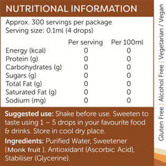 Keto Store NZ | Liquid Monkfruit Caramel NIP Nutritional Information