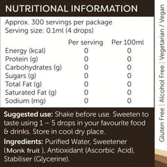 Keto Store NZ | Liquid Monkfruit Chocolate NIP Nutritional Information