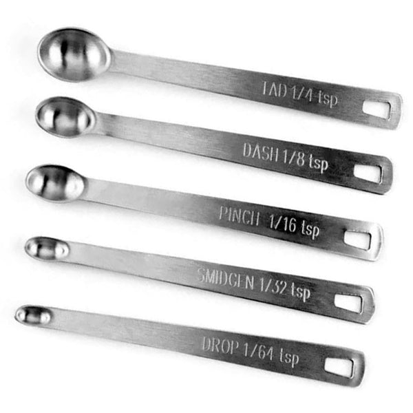 5 Mini Measuring Spoons With 1 Ring,1/64,1/32,1/16,1/8,1/4